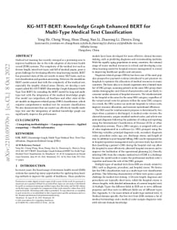 KG-MTT-BERT: Knowledge Graph Enhanced BERT for Multi-Type Medical Text
  Classification