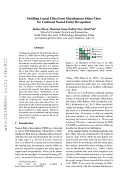 Distilling Causal Effect from Miscellaneous Other-Class for Continual
  Named Entity Recognition