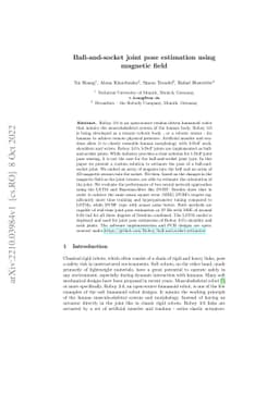Ball-and-socket joint pose estimation using magnetic field