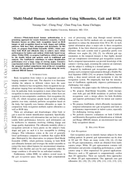 Multi-Modal Human Authentication Using Silhouettes, Gait and RGB