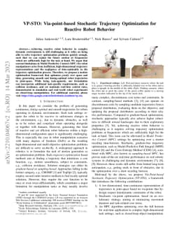 VP-STO: Via-point-based Stochastic Trajectory Optimization for Reactive
  Robot Behavior