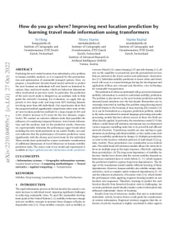 How do you go where? Improving next location prediction by learning
  travel mode information using transformers