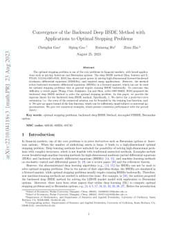 Convergence of the Backward Deep BSDE Method with Applications to
  Optimal Stopping Problems