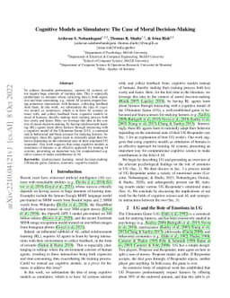 Cognitive Models as Simulators: The Case of Moral Decision-Making