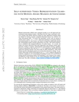 Self-supervised Video Representation Learning with Motion-Aware Masked
  Autoencoders
