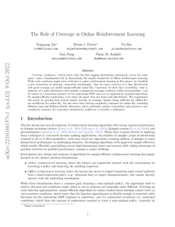 The Role of Coverage in Online Reinforcement Learning