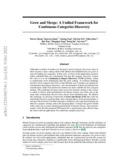 Grow and Merge: A Unified Framework for Continuous Categories Discovery