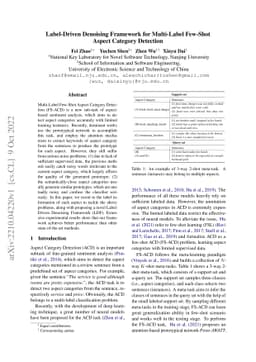 Label-Driven Denoising Framework for Multi-Label Few-Shot Aspect
  Category Detection