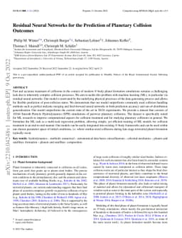 Residual Neural Networks for the Prediction of Planetary Collision
  Outcomes