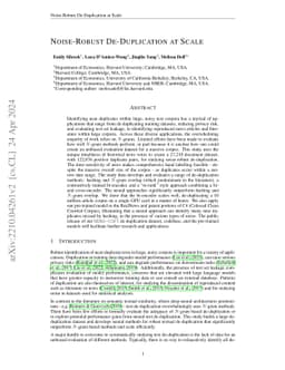 Noise-Robust De-Duplication at Scale