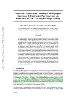 CoopHash: Cooperative Learning of Multipurpose Descriptor and
  Contrastive Pair Generator via Variational MCMC Teaching for Supervised Image
  Hashing