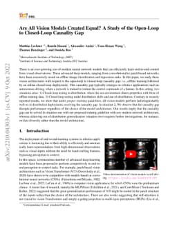 Are All Vision Models Created Equal? A Study of the Open-Loop to
  Closed-Loop Causality Gap