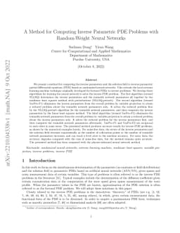 A Method for Computing Inverse Parametric PDE Problems with
  Random-Weight Neural Networks