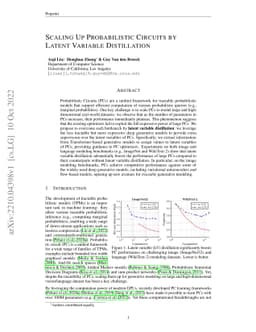 Scaling Up Probabilistic Circuits by Latent Variable Distillation