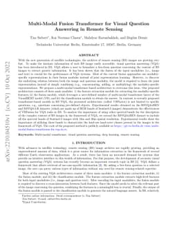 Multi-Modal Fusion Transformer for Visual Question Answering in Remote
  Sensing