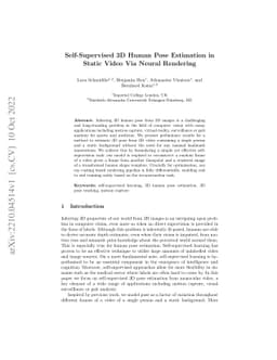 Self-Supervised 3D Human Pose Estimation in Static Video Via Neural
  Rendering