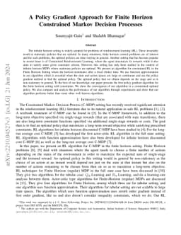 A policy gradient approach for Finite Horizon Constrained Markov Decision Processes