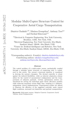Modular Multi-Copter Structure Control for Cooperative Aerial Cargo
  Transportation