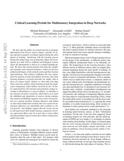 Critical Learning Periods for Multisensory Integration in Deep Networks