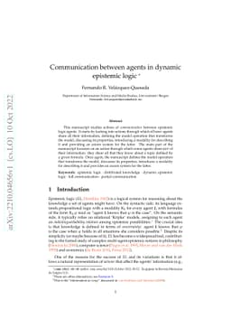 Communication between agents in dynamic epistemic logic