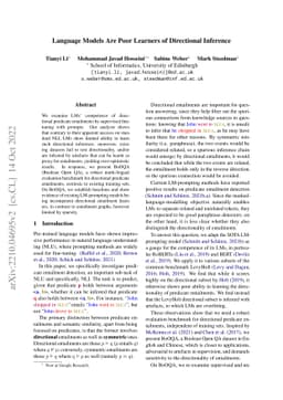 Language Models Are Poor Learners of Directional Inference