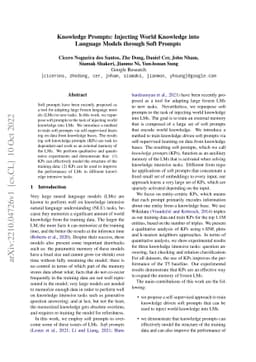 Knowledge Prompts: Injecting World Knowledge into Language Models
  through Soft Prompts