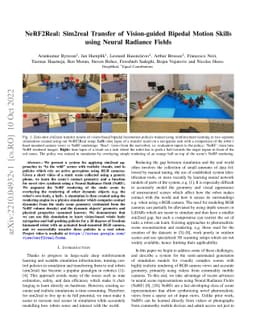 NeRF2Real: Sim2real Transfer of Vision-guided Bipedal Motion Skills
  using Neural Radiance Fields