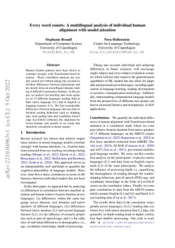 Every word counts: A multilingual analysis of individual human alignment
  with model attention