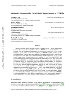 Optimality Guarantees for Particle Belief Approximation of POMDPs