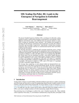 VER: Scaling On-Policy RL Leads to the Emergence of Navigation in
  Embodied Rearrangement
