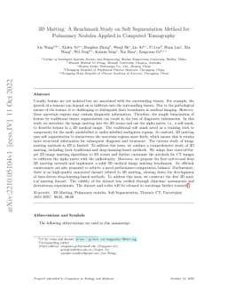 3D Matting: A Benchmark Study on Soft Segmentation Method for Pulmonary
  Nodules Applied in Computed Tomography
