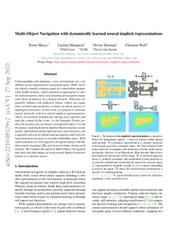 Multi-Object Navigation with dynamically learned neural implicit
  representations