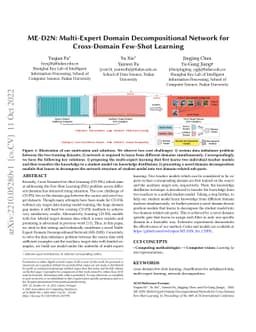 ME-D2N: Multi-Expert Domain Decompositional Network for Cross-Domain
  Few-Shot Learning