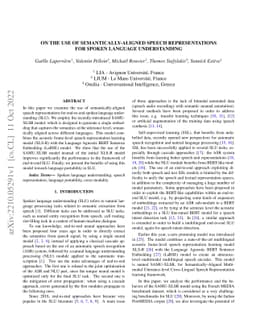 On the Use of Semantically-Aligned Speech Representations for Spoken
  Language Understanding