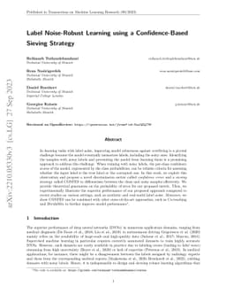 Label Noise-Robust Learning using a Confidence-Based Sieving Strategy