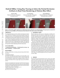Hybrid MBlur: Using Ray Tracing to Solve the Partial Occlusion Artifacts
  in Real-Time Rendering of Motion Blur Effect