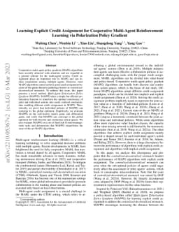 Learning Explicit Credit Assignment for Cooperative Multi-Agent
  Reinforcement Learning via Polarization Policy Gradient