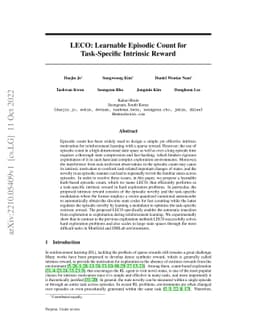 LECO: Learnable Episodic Count for Task-Specific Intrinsic Reward