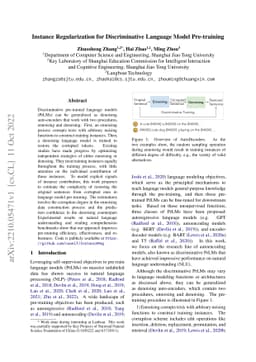 Instance Regularization for Discriminative Language Model Pre-training