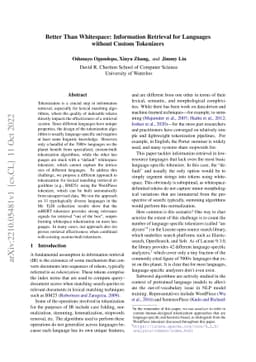 Better Than Whitespace: Information Retrieval for Languages without
  Custom Tokenizers