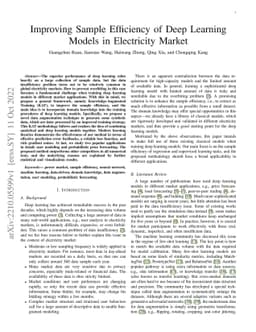 Improving Sample Efficiency of Deep Learning Models in Electricity
  Market