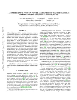 An Experimental Study on Private Aggregation of Teacher Ensemble
  Learning for End-to-End Speech Recognition