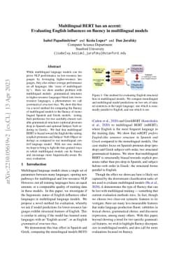 Multilingual BERT has an accent: Evaluating English influences on
  fluency in multilingual models