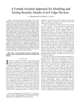 A Formal Assisted Approach for Modeling and Testing Security Attacks in
  IoT Edge Devices