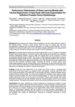 Performance Deterioration of Deep Learning Models after Clinical
  Deployment: A Case Study with Auto-segmentation for Definitive Prostate
  Cancer Radiotherapy