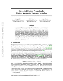 Decoupled Context Processing for Context Augmented Language Modeling
