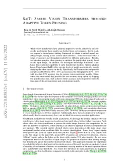 SaiT: Sparse Vision Transformers through Adaptive Token Pruning