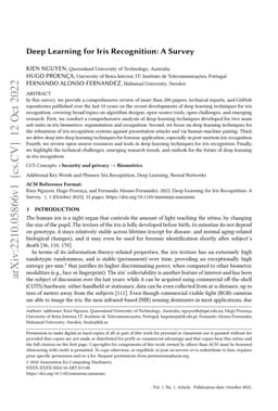 Deep Learning for Iris Recognition: A Survey