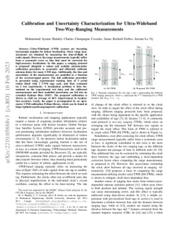Calibration and Uncertainty Characterization for Ultra-Wideband
  Two-Way-Ranging Measurements