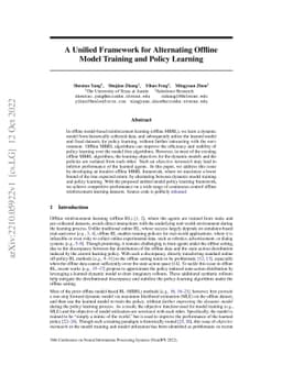 A Unified Framework for Alternating Offline Model Training and Policy
  Learning